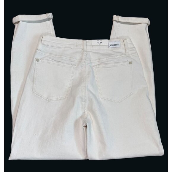 NWT size 5/27 Judy Blue Everly boyfriend white jeans New stretch JB88452 high wa - Picture 5 of 7